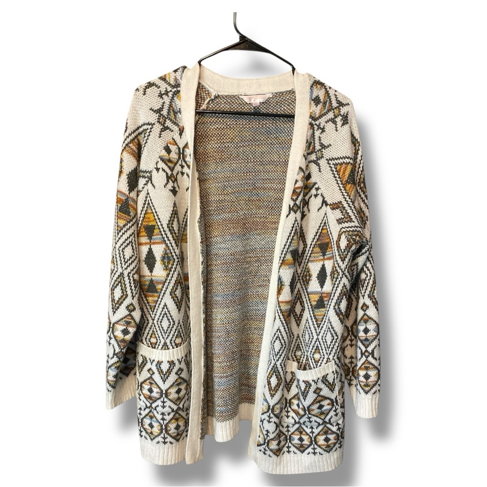 No Boundaries Cream and Black Cardigan Sweater Size XL